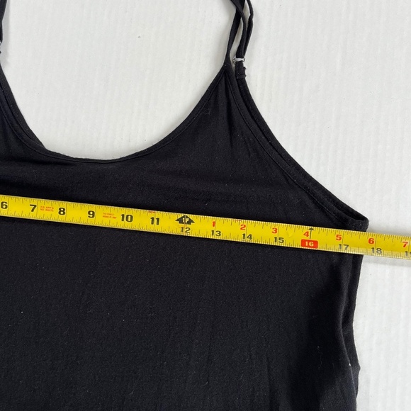 Forever 21 Sz L Black Spaghetti Strap Tank Top Pullover Stretch Fringe Hem - Picture 6 of 8